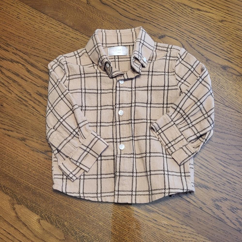 Cecil and Lou Brown Plaid Button Up